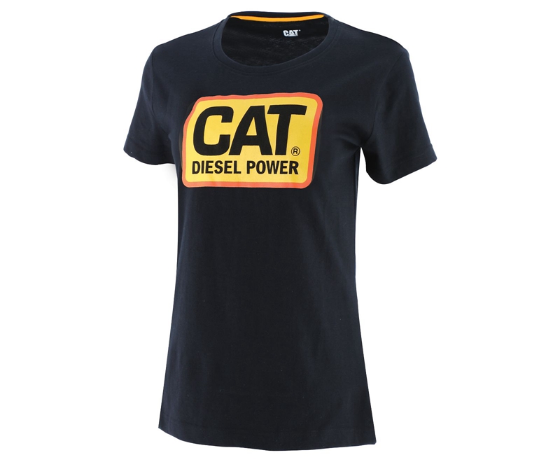 Caterpillar Diesel Power Donna Magliette Nere | KOUXMGJ-30