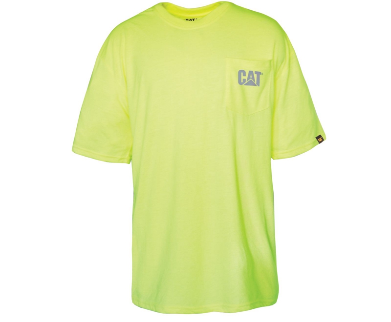 Caterpillar Hi-Vis Trademark Pocket Uomo Magliette Gialle | IKWMZDN-57