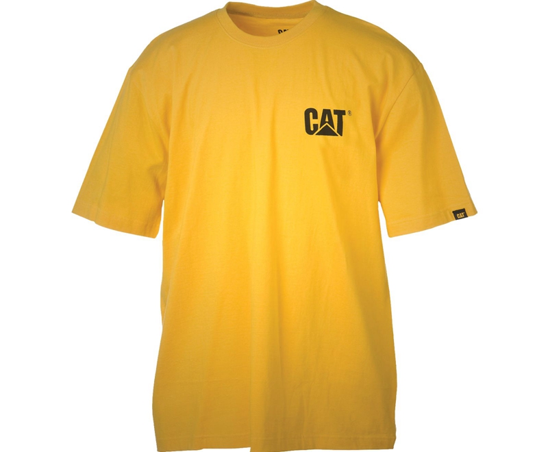 Caterpillar Trademark Uomo Magliette Gialle | WQUSFDT-56